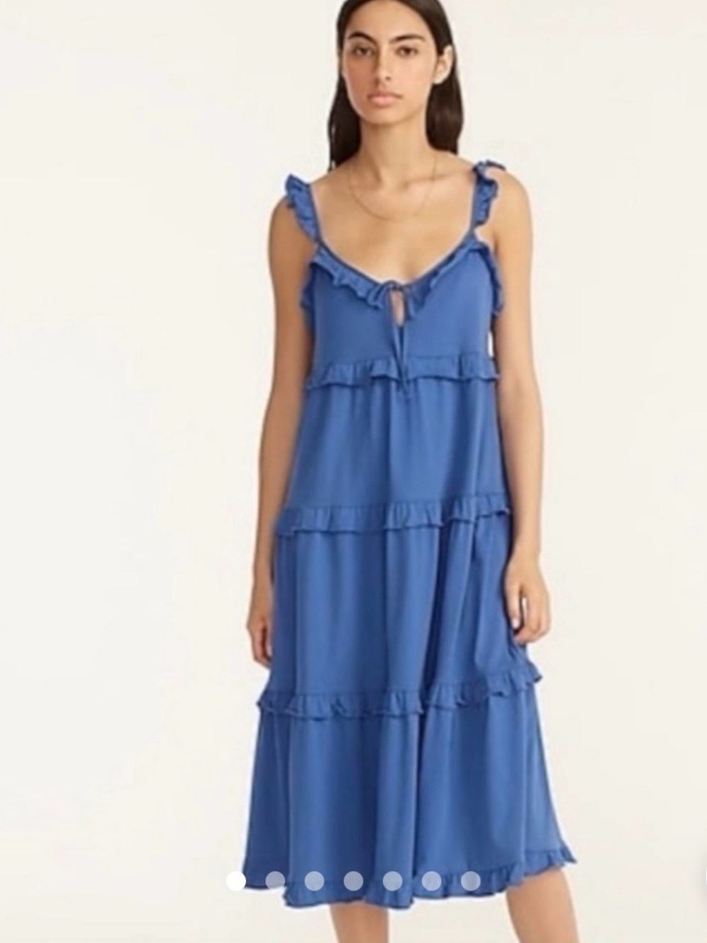 J. Crew Blue Tiered Ruffle Tie-Shoulder Maxi Dress